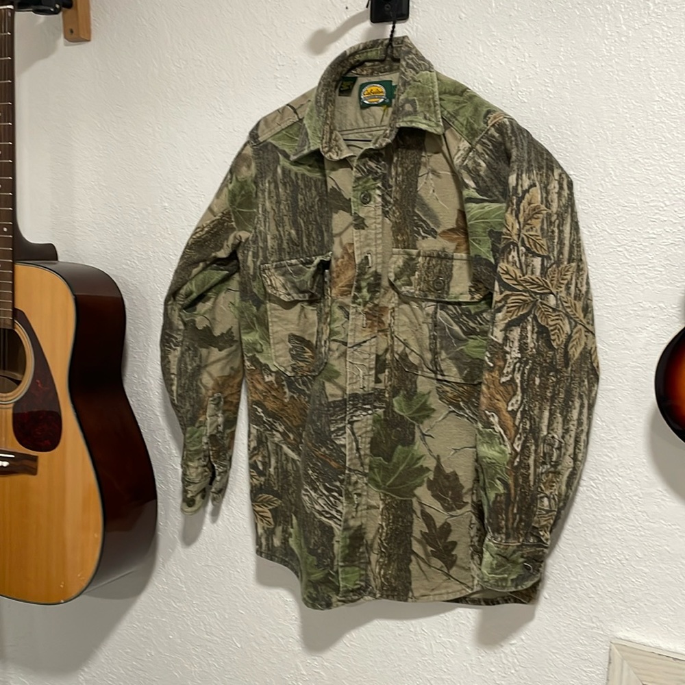 Vintage 90s Cabelas Realtree Camo Fishing Shirt Button Up